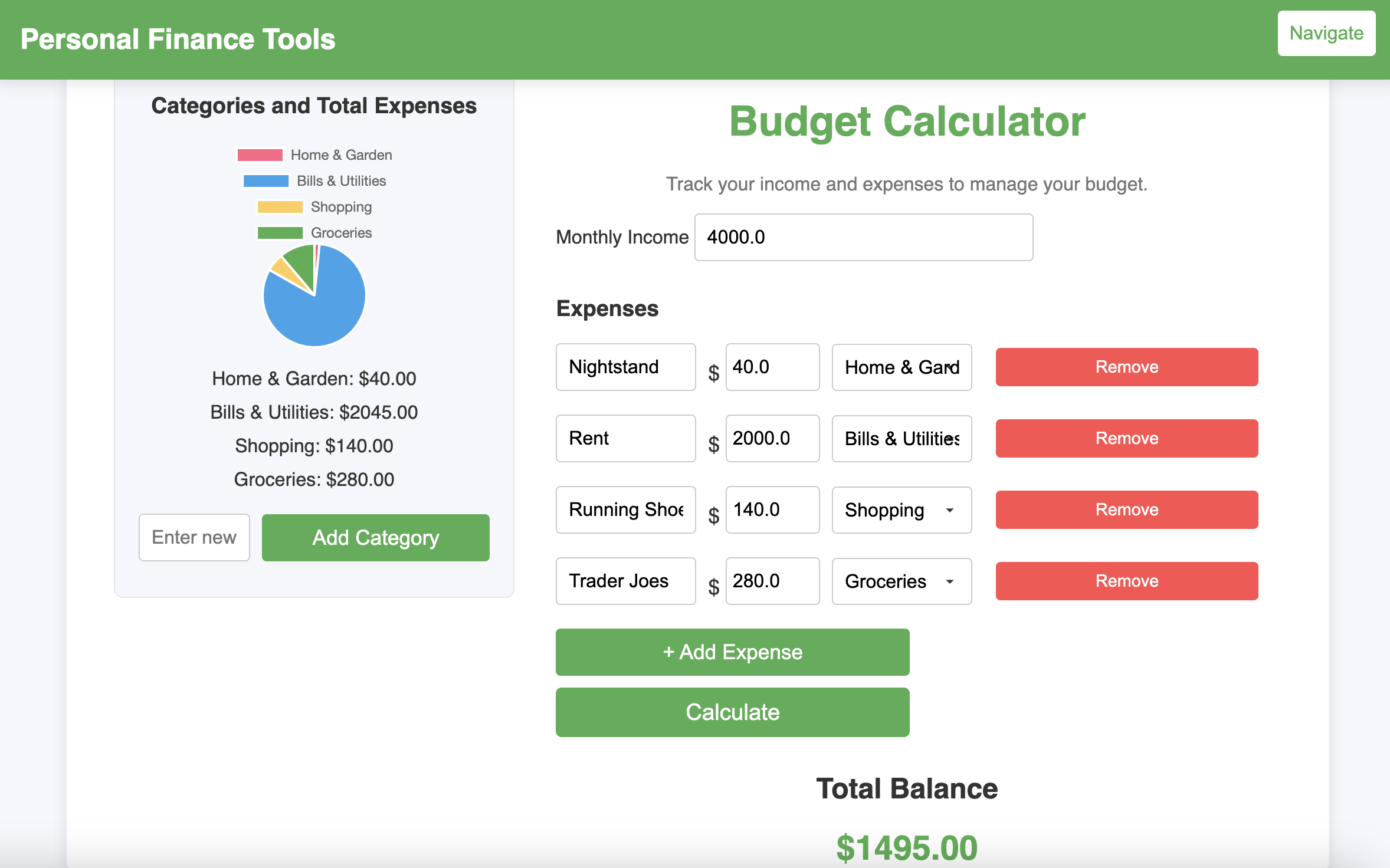 Budget & Savings Calculator